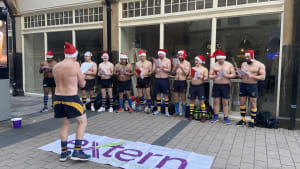 Bangor RFC’s ‘Topless Singers’ in good voice for Extern charity Christmas appeal